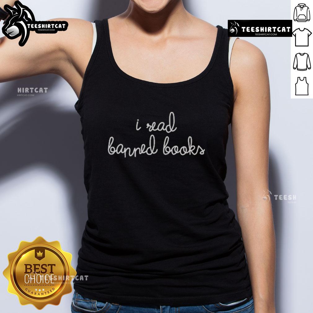 Pretty Heather Dubrow I Read Banned Books Tank Top Heather Dubrow wearing a stylish I Read Banned Books tank top, showcasing her love for literature and free expression.