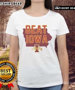Alt Text: Pretty Iowa State Cyclones beat Iowa Hawkeyes ladies tee showcasing team spirit and vibrant design.