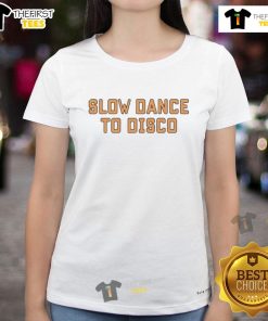 Alt Text: Pretty Joseph slow dance to disco ladies tee featuring vibrant graphics and a stylish design for disco lovers.