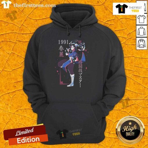 Alt Text: Stylish 'Pretty Just A Girl' Chun-Li Street Fighter hoodie featuring vibrant graphics and a comfortable fit.