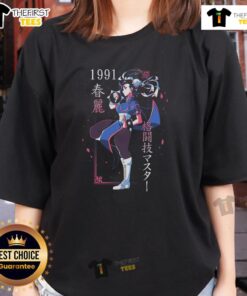 Pretty Just A Girl Chun Li Street Fighter Ladies Tee featuring a stylish graphic of Chun Li in vibrant colors.