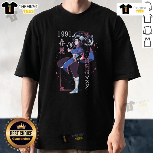 Pretty Just A Girl Chun-Li Street Fighter T-Shirt featuring vibrant graphics of the iconic character in action.