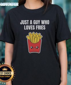 Kawaii ladies tee featuring a cute guy who loves fries, perfect for fast food lovers and French fry enthusiasts.