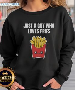Kawaii sweatshirt featuring a cute guy with curly fries, perfect for fast food lovers who adore French fries.