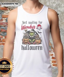 Pretty Grinch Halloween tank top featuring festive design, perfect for Halloween celebrations and Wendy's fans.