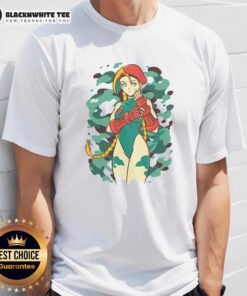 Pretty Killer Bee Cammy Street Fighter T-Shirt featuring vibrant graphics of Cammy in her iconic Killer Bee outfit.
