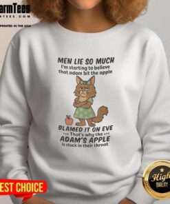 Alt Text: Pretty Maine Coon cat lounging in a cozy sweatshirt, embodying the phrase 'Im starting to believe that Adam bit the apple.'