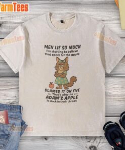 Maine Coon cat lounging in a whimsical 'Im starting to believe' T-shirt, showcasing playful feline charm.