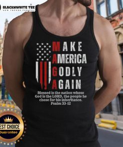 Pretty Make America Godly Again USA Flag Tank Top featuring a vibrant American flag design for patriotic fashion.