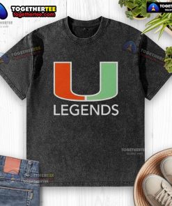 Pretty Miami Hurricanes Legends logo on a washed t-shirt, perfect for fans and collectors of college sports apparel.