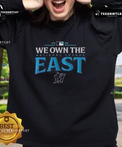 2025 Miami Marlins American League East Division Champions sweatshirt showcasing team pride and vibrant colors.