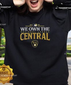 Pretty Milwaukee Brewers 2025 We Own The American League Central Division Champions Sweatshirt in team colors.