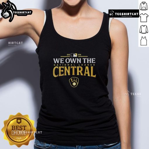 Pretty Milwaukee Brewers 2025 We Own The American League Central Division Champions tank top design featuring team colors.