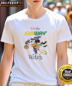 Alt Text: Pretty Minnie Mouse I'M Subway Witch Trick Or Treat Halloween T-Shirt featuring a cute design for festive fun.