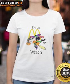 Pretty Minnie Mouse Halloween tee for ladies, featuring witch theme for McDonald's Trick or Treat celebrations.