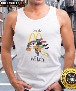 Pretty Minnie Mouse Halloween tank top featuring McDonald's witch design, perfect for trick or treating.