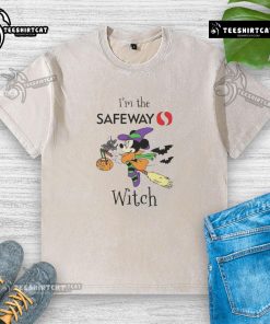 Pretty Minnie Mouse I'm The Safeway Witch Trick or Treat Halloween washed t-shirt featuring vibrant graphics for festive fun.