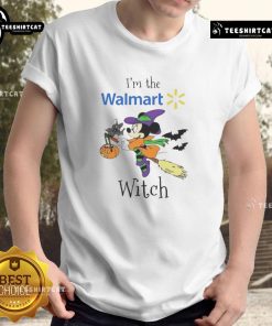 Pretty Minnie Mouse Halloween T-shirt featuring 'I'M Walmart Witch' design for trick or treat fun.