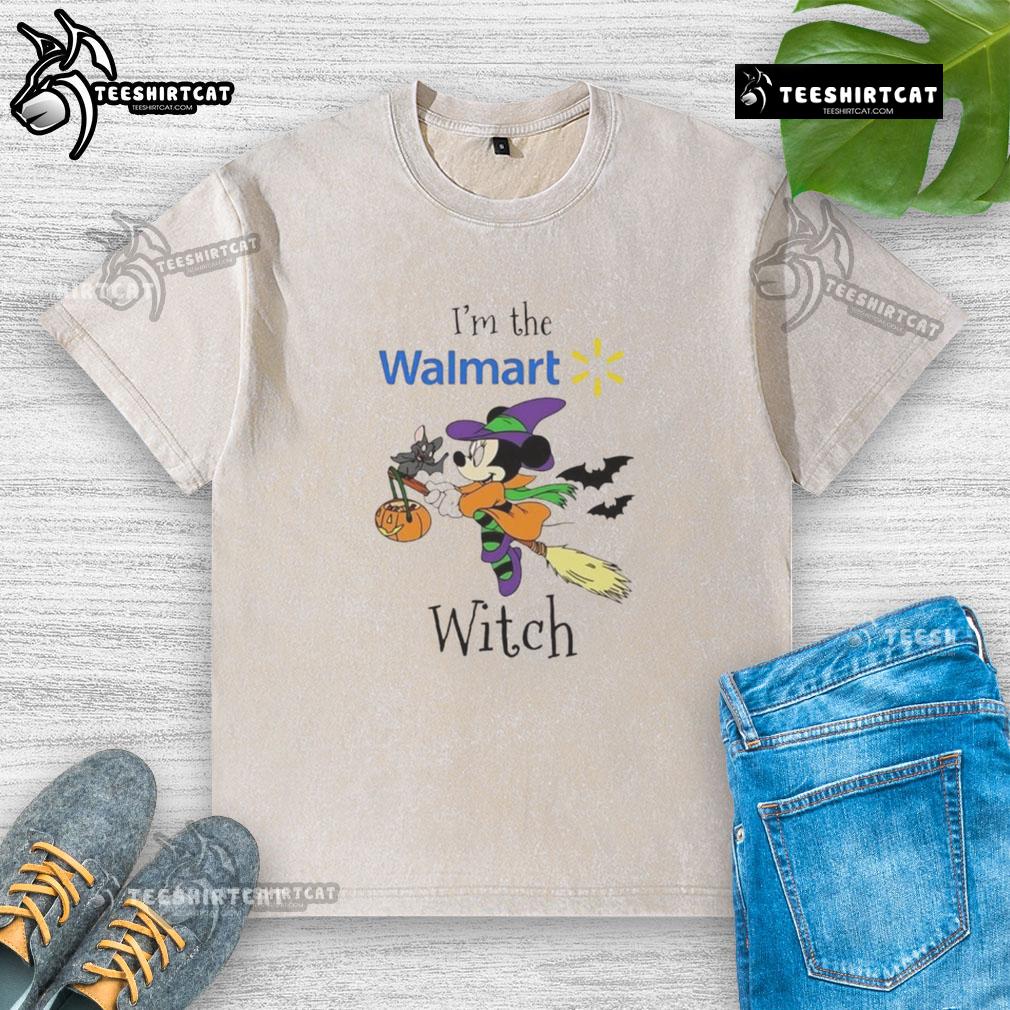 Pretty Minnie Mouse I'M Walmart Witch Trick Or Treat Halloween Washed T Shirt Pretty Minnie Mouse Halloween washed t-shirt from Walmart, perfect for trick-or-treating in style this spooky season.