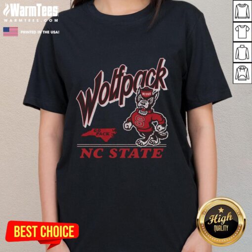 Pretty North Carolina State Wolfpack Fly By vintage ladies tee featuring classic logo and stylish design.