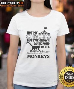 Pretty Not My Circus Ladies Tee featuring playful monkeys design, perfect for casual wear and expressing a fun, quirky style.