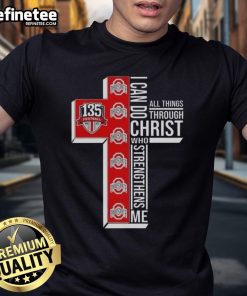 Ohio State Buckeyes football T-shirt featuring 'I Can Do All Things Through Christ Who Strengthens Me' design.