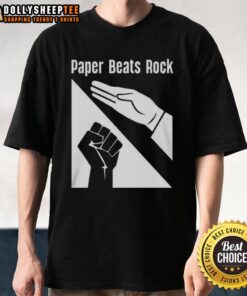 Stylish Pretty Paper Beats Rock Logo T-Shirt featuring a bold graphic design, perfect for casual wear and game lovers.