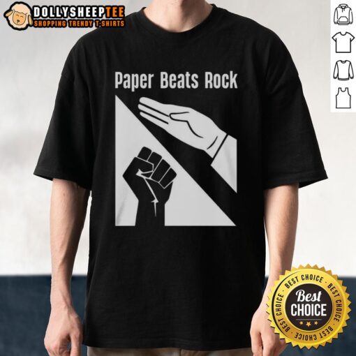 Stylish Pretty Paper Beats Rock Logo T-Shirt featuring a bold graphic design, perfect for casual wear and game lovers.