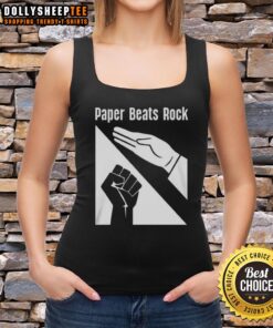 Pretty Paper Beats Rock logo tank top featuring a stylish design, perfect for casual wear and music lovers.