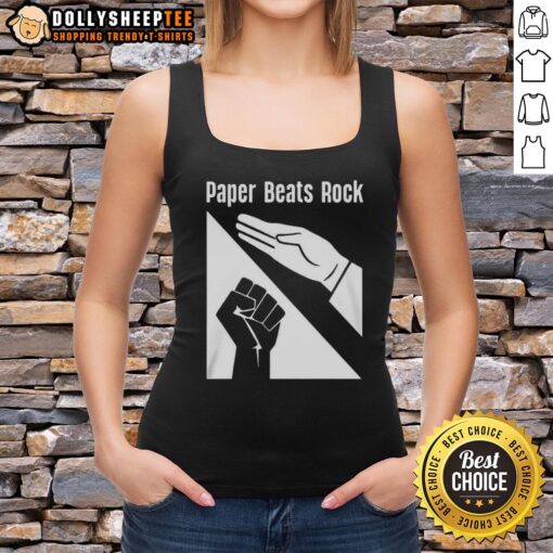 Pretty Paper Beats Rock logo tank top featuring a stylish design, perfect for casual wear and music lovers.