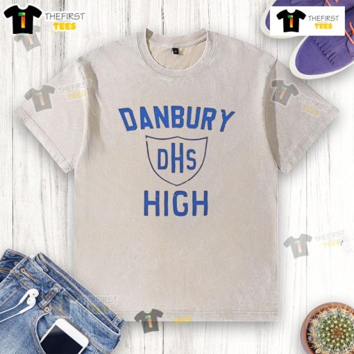 Pretty Paul Danbury High School logo on a washed t-shirt, perfect for school spirit and casual wear.