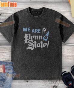 Vintage Penn State Nittany Lions varsity house washed t-shirt in blue, perfect for fans and casual wear.