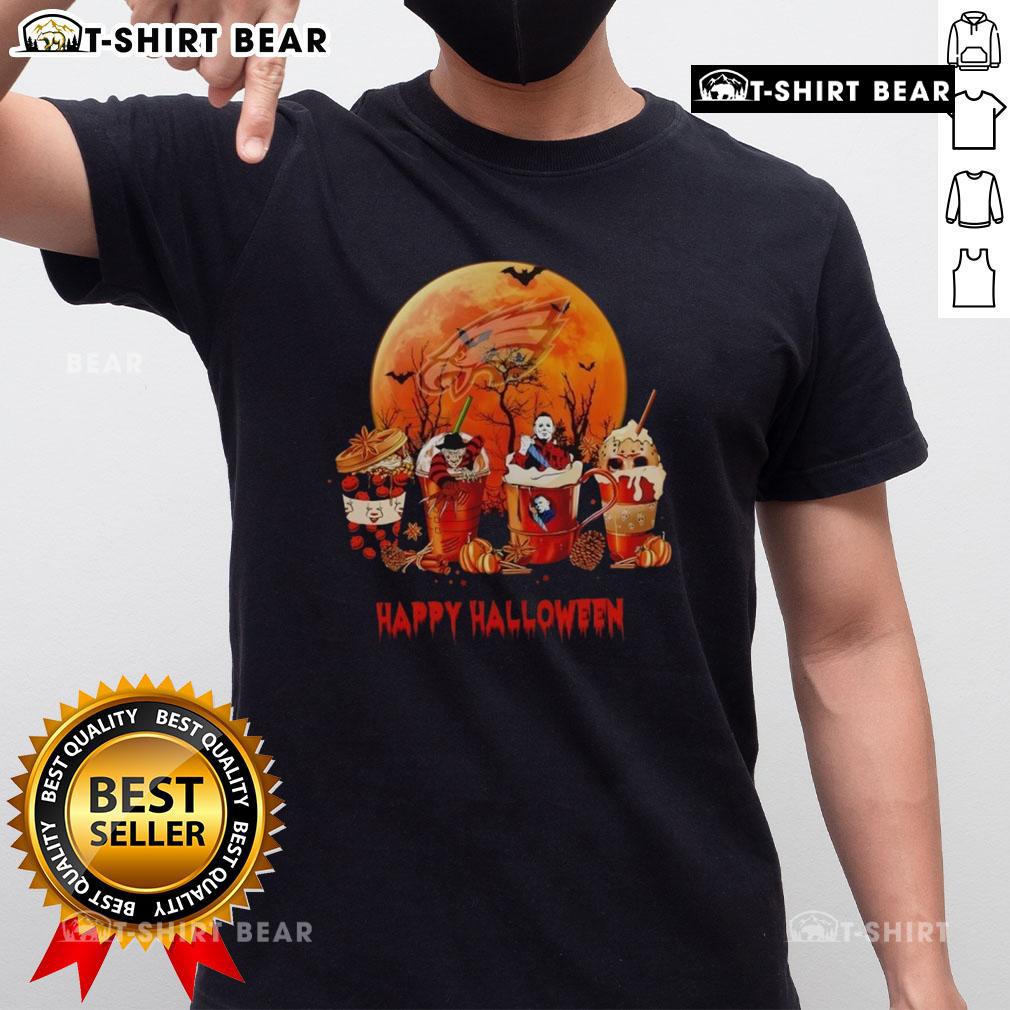 Pretty Philadelphia Eagles Happy Halloween Coffee T Shirt Pretty Philadelphia Eagles Happy Halloween Coffee T-Shirt featuring festive designs and team colors for Halloween fans.