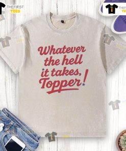 Alt Text: Pretty Philadelphia Phillies Baseball 'Whatever It Takes' Topper Washed T-Shirt in red, perfect for fans.