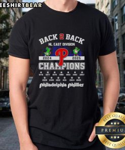 Alt Text: Pretty Philadelphia Phillies East Division Champions 2025 T-Shirt featuring the Phillie Phanatic mascot design.