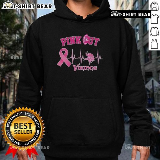 Pretty pink out Breast Cancer Heartbeat Minnesota Vikings hoodie, stylishly supporting a great cause with team spirit.