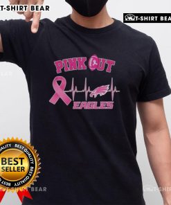 Pretty Pink Out Breast Cancer Heartbeat Philadelphia Eagles T-Shirt featuring a stylish design supporting breast cancer awareness.