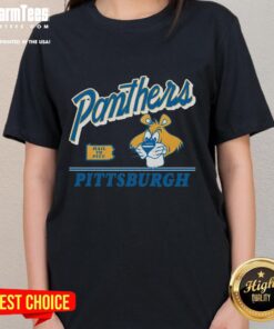 Alt Text: Pretty Pittsburgh Panthers vintage fly-by ladies tee showcasing classic design and team spirit for fans.