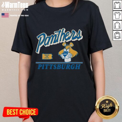 Alt Text: Pretty Pittsburgh Panthers vintage fly-by ladies tee showcasing classic design and team spirit for fans.