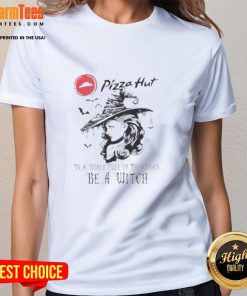 Pretty Pizza Hut Halloween tee for ladies, featuring witches and princesses in a fun, festive design.