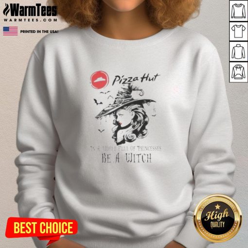 Pretty pizza hut Halloween sweatshirt featuring a witch design, perfect for celebrating spooky season in style.