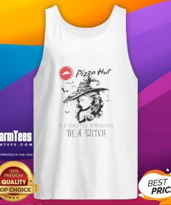 Pretty Halloween tank top featuring a witch design, perfect for a fun pizza night in a world of princesses.