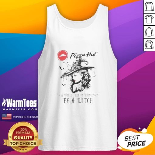 Pretty Halloween tank top featuring a witch design, perfect for a fun pizza night in a world of princesses.