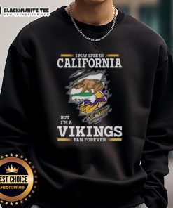 Cozy sweatshirt with 'Minnesota Vikings Fan Forever' design, perfect for California fans celebrating their team spirit.