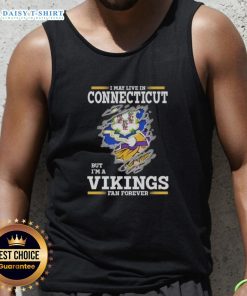 Connecticut resident wearing a Minnesota Vikings fan tank top, showcasing team spirit and style with a trendy design.