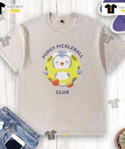 Pretty Pudgy Pickleball Club washed t-shirt in vibrant colors, perfect for pickleball enthusiasts and casual wear.