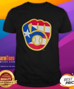 Pretty Puerto Rican Milwaukee Brewers logo T-shirt featuring vibrant colors and stylish design for baseball fans.