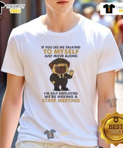 Alt Text: Pretty Pug Talking to Myself T-Shirt design featuring a cute pug graphic and humorous text.