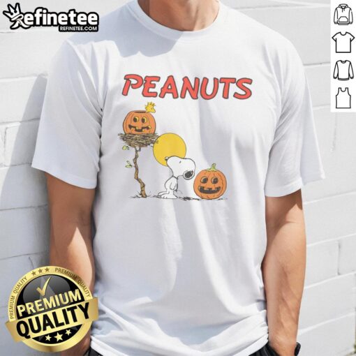 Alt Text: Pretty Rsq X Peanuts Pumpkins T-Shirt featuring a cute pumpkin design with Peanuts characters for a stylish fall look.