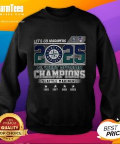 Seattle Mariners 2025 AL West Champions sweatshirt featuring a stylish design celebrating historic years in baseball.